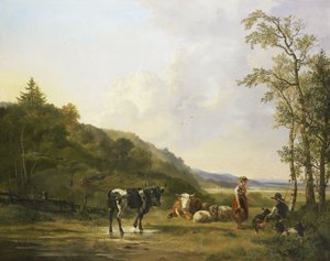 Çoban ve Sığırlarla Manzara by Pieter Gerardus van Os