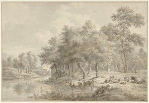 Sığırlarla nehir manzarası by Pieter Gerardus van Os