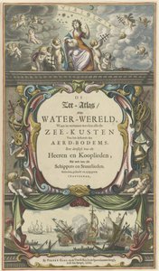 Pieter Goos, The Sea Atlas veya Water World, 1668 için başlık sayfası