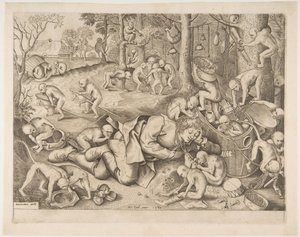 Maymunlar Tarafından Soyulan Tüccar, 1562 by Pieter Heyden van der