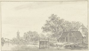 Nehir ile köy manzarası by Pieter Jan van Liender