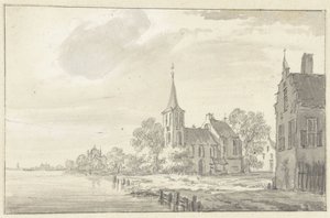 Köy Kilisesi ve Nehir Üzerindeki Evler by Pieter Jan van Liender