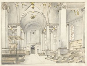 Nieuwe Kerk, Haarlem, Batıya Bakmak Nefinin Görünümü by Pieter Jansz Saenredam