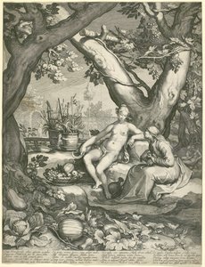 Vertumnus Pomonas Aşkını Kazanmak İçin Yaşlı Bir Kadın Figürünü Ödünç Alma, 1605 (kağıt üzerine gravür)