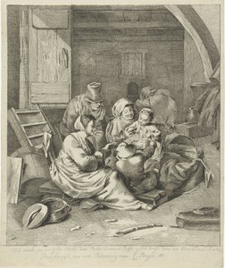 Bir çiftçinin ailesi ile iç mekan by Pieter Leonard Delfos