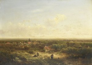Bir Köy ile Uzaktan Görünüm by Pieter Lodewijk Francisco Kluyver