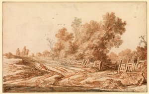 Bir yolda gezginlerle manzara, 1653 - 1657