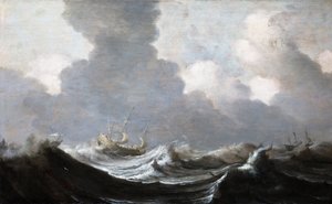 Fırtına Önünde Koşan Dört Gemi, 1630 by Pieter Mulier the Elder
