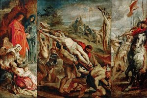Triptik için Haç taslağının Yükselişi by Peter Paul Rubens