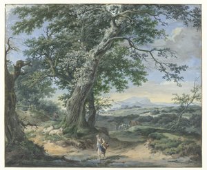 Ağır ağaçlar ve insan tozu ile tepelik manzara by Pieter Pietersz. Barbiers