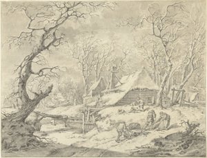 Çiftlik ile kış manzarası by Pieter Pietersz. Barbiers