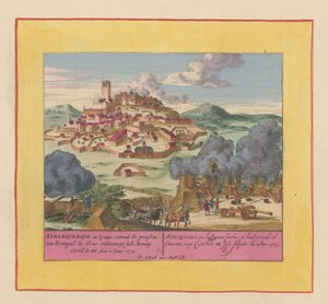 Albuquerque Kuşatması, 1705 Alberquerque, İspanya'da, Portekiz'in Elvas'taki sınırları hakkında, kendisini konu alıyor Kral III. King Kar'da görüşürüz by Pieter Schenk (I)