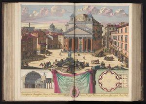 Panteon ve Roma Veue de la Piazza ve Santa Maria della Rotonda Tapınağı zaten antik Pantheon (nesne üzerindeki başlık)