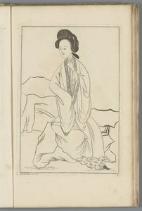 Çinli kadın sağ eli kimonosunun kolunda Çinli kadınlar, çiçekler ve kuşlar (dizi adı) by Pieter Schenk (II) (possibly)