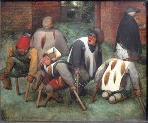Dilenciler veya Sakatlar - ahşap üzerine yağ by Pieter Bruegel the Elder