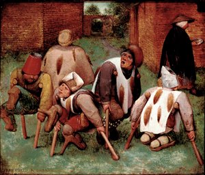 Estropies Engelli karakterler grubu, butts-de-jatte (butts). Pieter Bruegel (veya Breugel veya Brueghel veya Breughel) tarafından yapılan resim dit l