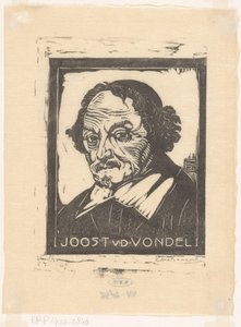 Joost van den Vondel'in portresi (nesne üzerindeki başlık) by Pieter Willem van Baarsel (signed by artist)