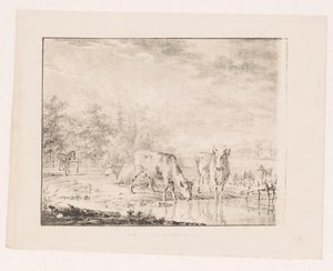 su kenarındaki inekler by Pieter de Goeje (attributed to)