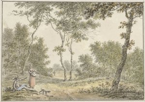 Bazı rakamlarla orman manzarası by Pieter de Goeje