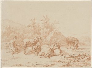 Çoban ve sürüsü ile manzara by Pieter de Goeje