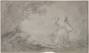 Genç bir adamın ölümüne ağıt yakan bir Kadının Mitolojik sahnesi by Pieter de Grebber