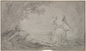 Danca: Genç bir adamın ölümünün yasını tutan bir kadını tasvir eden mitolojik bir sahne by Pieter de Grebber