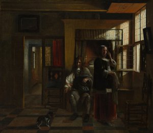 Genç Bir Çiftle İç Mekan, muhtemelen ca. 1662-65. by Pieter de Hooch