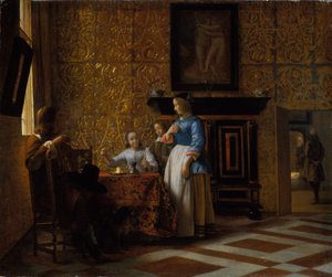 Zarif bir ortamda boş zaman, c.1663-65 (tuval üzerine yağlı boya) by Pieter de Hooch
