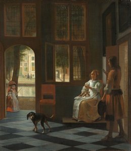 Bir Evin Giriş Salonunda Bir Kadına Mektup Veren Adam, 1670