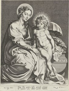 beşikte İsa Çocuk ile Mary by Pieter de Jode (I)
