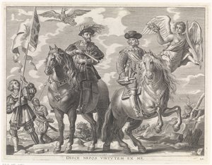Charles V ve Ferdinand at sırtında Kardinal-Bebek