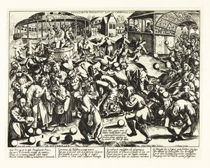 Aptallar festivali, Orta Çağ.1906 (litografi) by Pieter the Elder (after) Bruegel