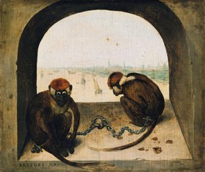 İki Zincirli Maymun by Pieter Bruegel the Elder