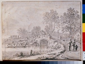 "Mayıs: köprülü manzara" (Bir Kanalın Üzerindeki Köprü (Mayıs Ayı)) by Pieter the Elder Molyn