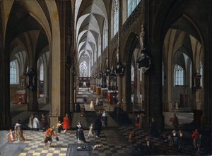 ""Anvers katedralinin iç görünümü"" Pieter Neefs the Elder (veya the Elder) (1578-1661) tarafından yapılan tablo 1651 Indianapolis Indianapolis sanat müzesi Indiana Amerika Birleşik Devletleri