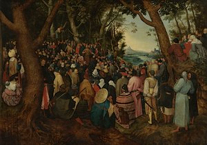 Kalabalığa Vaaz Veren Aziz John (panel üzerine yağlıboya) by Pieter the Younger (after) Brueghel