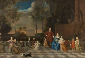 Amsterdam Tüccarı Jeremias van Collen (1619-1707), Karısı ve On İki Çocuğuyla by Pieter van Anraedt (attributed to)