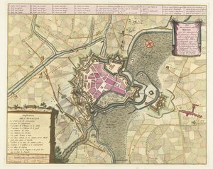 Kaart van het beleg van Menen, 1706 Müttefik birliklerinin (...) saldırılarıyla Menin Şehri