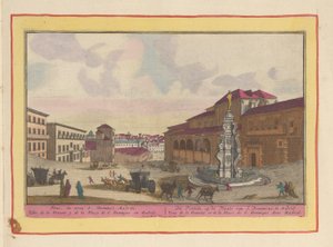 Madrid'deki Saint Dominic Meydanı'ndaki Çeşme Saint Dominic'in Yerindeki Çeşme; Madrid'de (nesne üzerine başlık) Theatrum Hispaniae (...) (dizi başlığı) by Pieter van den Berge