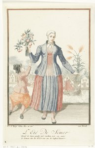 Meyveleri ve mısır başakları olan genç kadın L'Eté / De Somer (nesne üzerindeki başlık) Dört mevsim (dizi başlığı) by Pieter van den Berge