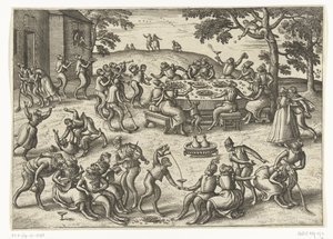 Açık hava ziyafeti Maymun oyunu (dizi başlığı) by Pieter van der Borcht (I)