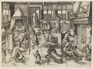 çocuk odası Maymun oyunu (dizi başlığı) by Pieter van der Borcht (I)