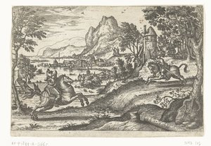 İki atlı ile manzara. by Pieter van der Borcht (I)