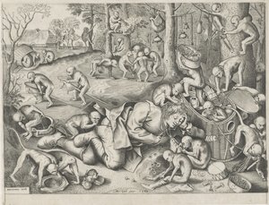 maymunlar tarafından soyulan seyyar satıcı by Pieter van der Heyden