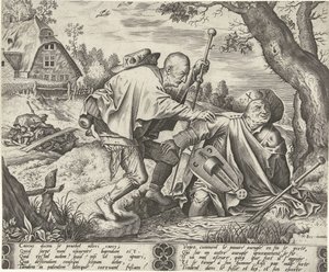 İki kör insanın benzetmesi by Pieter van der Heyden