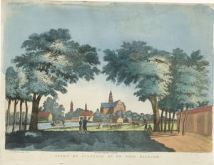 Haarlem şehrinde Overveen tarafından Overveen Gezigt'ten Haarlem'in görünümü (nesnedeki başlık) by Pieter van der Meulen