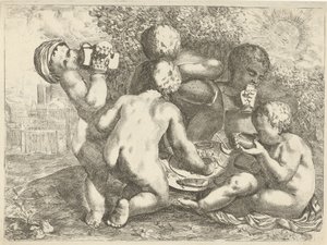 Beş putti ile Bacchanal by Pieter van der Plas (II)