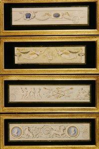 Frizler için dört tasarım, c.1823 (suluboya, mürekkep ve kağıt üzerinde yıkama) by Pietro (attr. to) Ghinelli