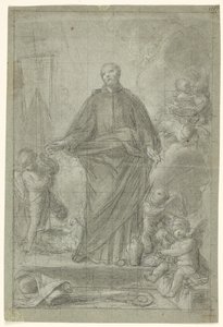 Putti ile çevrili Thiene St Cajetan (?) by Pietro Antonio de Pietri