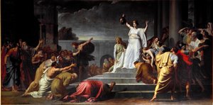 Judith, Holoferne'nin Başsız Başını İnsanlara Gösterir Resim Pietro Benvenuti (1769-1844) 1796 Güneş 417x821 cm Napoli, Museo di Capodimonte